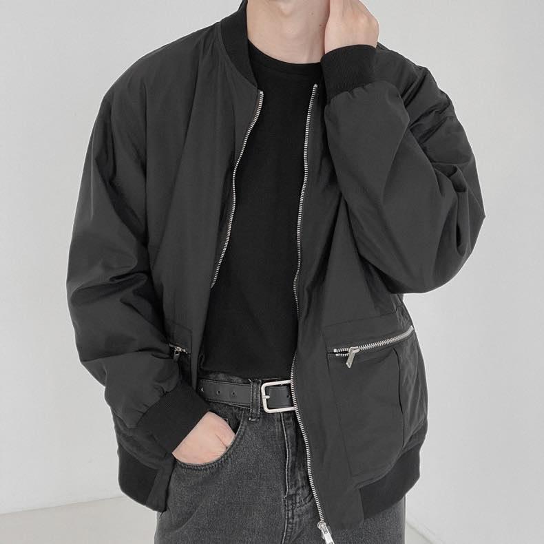 Áo khoác Bomber Nam Mix Túi Trước Có Khóa Zip ATINO AKBB 2.8196 Áo Khoác Cho Nam Dài Tay Menswear Bi Jacket Navy áo khoác Cổ Tàu Blazer