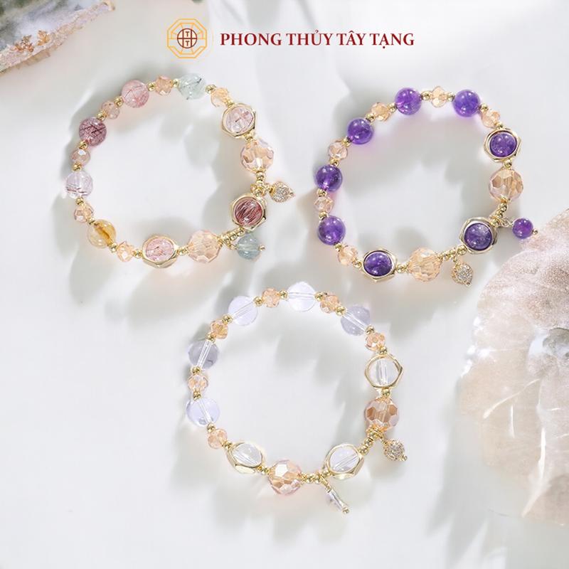  Vòng Tay Thiết Kế   M14,15,16  Đá Thiên Nhiên Mix Charm Cao Cấp - Phong Thủy Tây Tạng vòng đeo tay có 