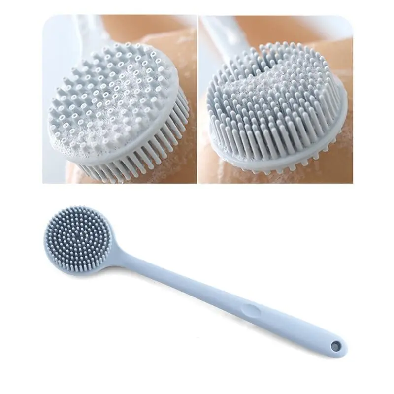 Double-sided Shower Body Brush Silicone Long Handle Bathroom Wash Brushs Bathing Back Massage Long Handle Japanese-Style Shower Brush Durable Exfoliating Bath Glove loofah
