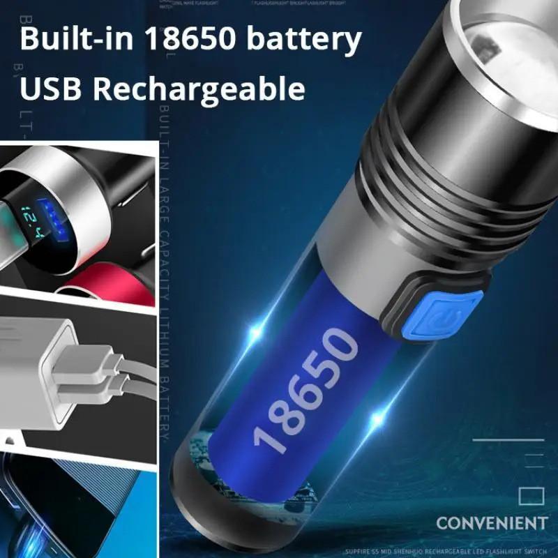 Đèn pin màu tím UV365nm sạc USB Đèn pin hợp kim nhôm LED thu phóng kính thiên văn mini UV phát hiện tiền giấy đèn phát hiện huỳnh quang 6