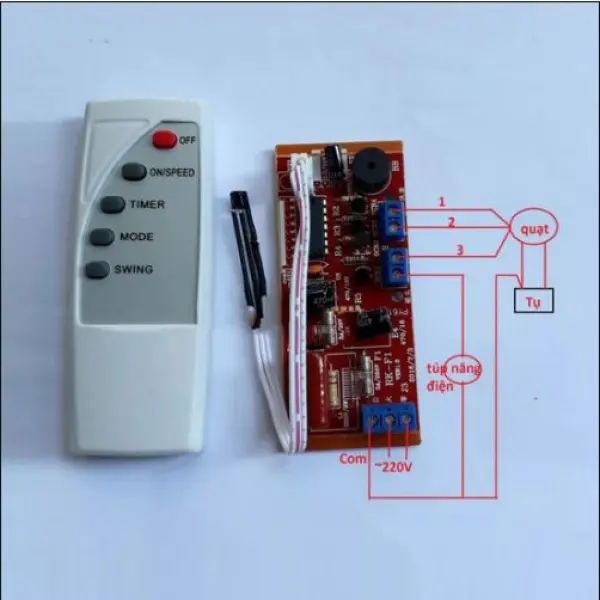 Bộ Mạch và tay Điều Khiển Quạt Từ Xa cho quạt thông dụng với 2 phiên bản sử dụng tiếng Việt và tiếng Anh 2