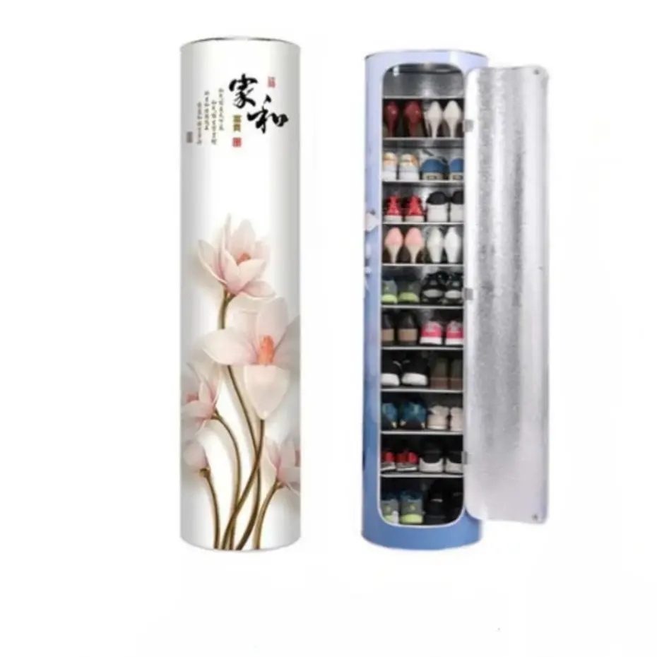 Tủ giày xoay tròn sáng tạo, giá để giày hình trụ nhiều tầng đơn giản, hiện đại, tủ giày đại sảnh dung tích lớn