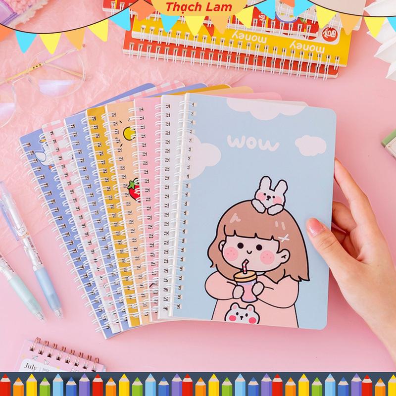 Sổ lò xo A5  nhỏ gọn, tiện lợi mang theo bên mình. ghi chép tiện lợi họa tiết đáng yêu nhiều mẫu mã cuốn  tay