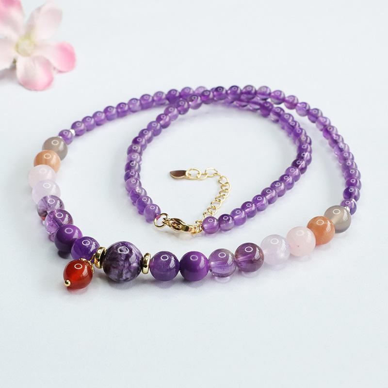 Product Introduction of Divine Nine Purple Fire Crystal Necklace for Dragon Year 8