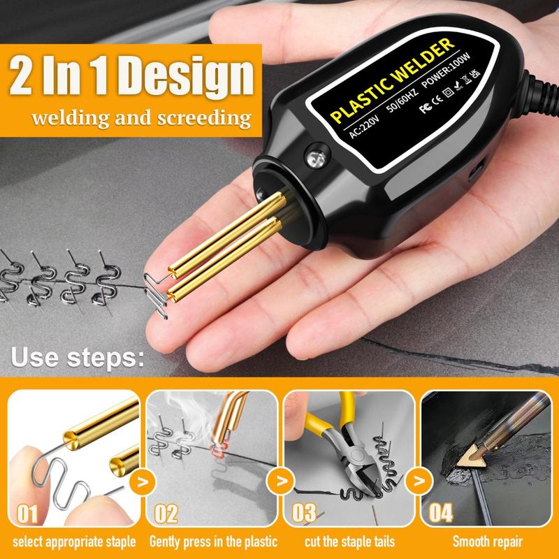Product Introduction of Useful Plastic Stapler Guns Repair Tools 100W Mini Style Car Bumper Repair High Power UK Plug Welding Welder Machine Kit 26