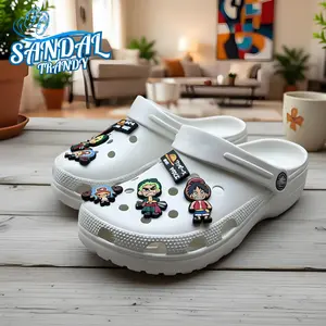Sandal Datar Pasangan Baim Terbaru Motif Kartun One Piece Bahan Karet EVA Anti Slip Tahan Lama Cocok Jalan Jauh Sandal Trandy Kualitas Tinggi Pria Pria
