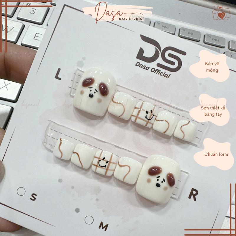  Móng chân giả NGẮN màu trắng nail box chân design họa tiết đơn giản MC080 tặng KÈM keo dán móng đồnail nghi túi mù nailbox tone 