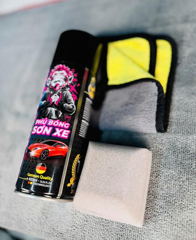 Chai xịt phủ bóng dàn áo xe,xịt bóng nhựa nhám Car Quick Polish SPRAYKING 400ml-dành cho ô tô - xe máy -tạo hiệu ứng sáng bóng như mới.Tặng khăn lông-mút lau Sơn