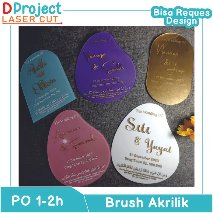 Costume Akrilik brush, Tetes Mahar Air akrilik Laser cutting Huruf Timbul / Gravir