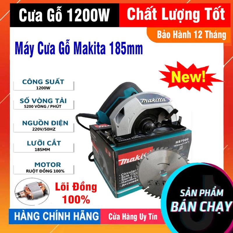 Máy Cưa Đĩa Makita HS7000 - Máy Cưa Gỗ Makita - Máy Cắt Gỗ - Máy Cắt Đĩa Tặng Kèm 1 Lưỡi Cưa 185mm. Bảo Hành Chính Hãng 12 Tháng
