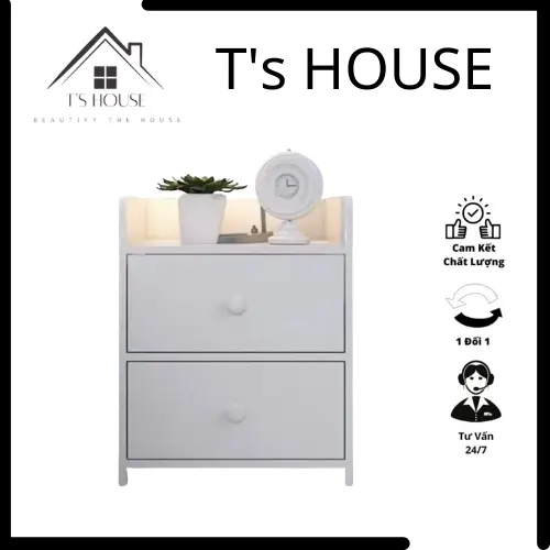 Tủ Đầu Giường 2 Ngăn Lắp Ghép Gỗ MDF Tiện Ích Đứng