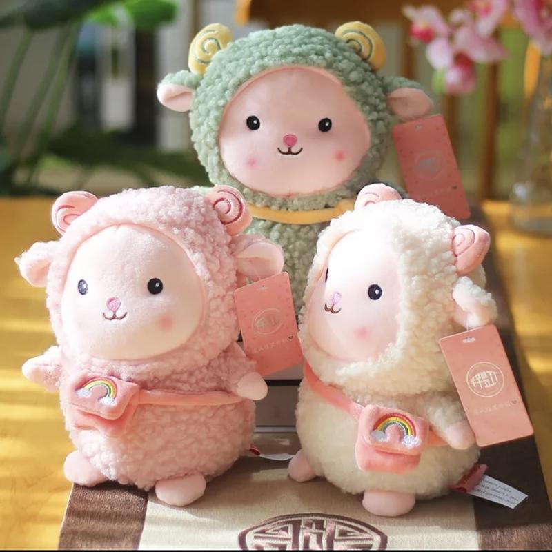 Gấu bông Cừu Đeo Túi Nhiều Màu Sắc Đáng yêu Thú Nhồi Bông Thú Bông