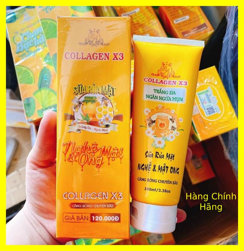Sữa rửa mặt Nghệ Collagen X3 Đông Anh - Chính hãng Kiểm soát dầu Da nhạy cảm Tất cả các loại da Skincare Làm Đẹp Da sữa _ 0