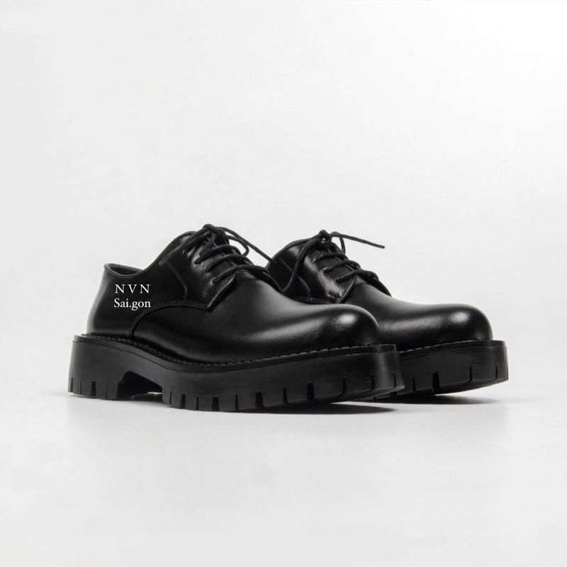  Derby Chunky Da bò Napa đế cao su đúc cao 5cm 