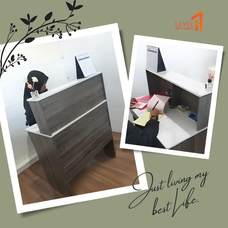Alabama Meja Kasir 80 x 40 | Meja Resepsionis | Meja Kantor Minimalis Estetik Multifungsi dengan Drawer | Meja Kerja 3
