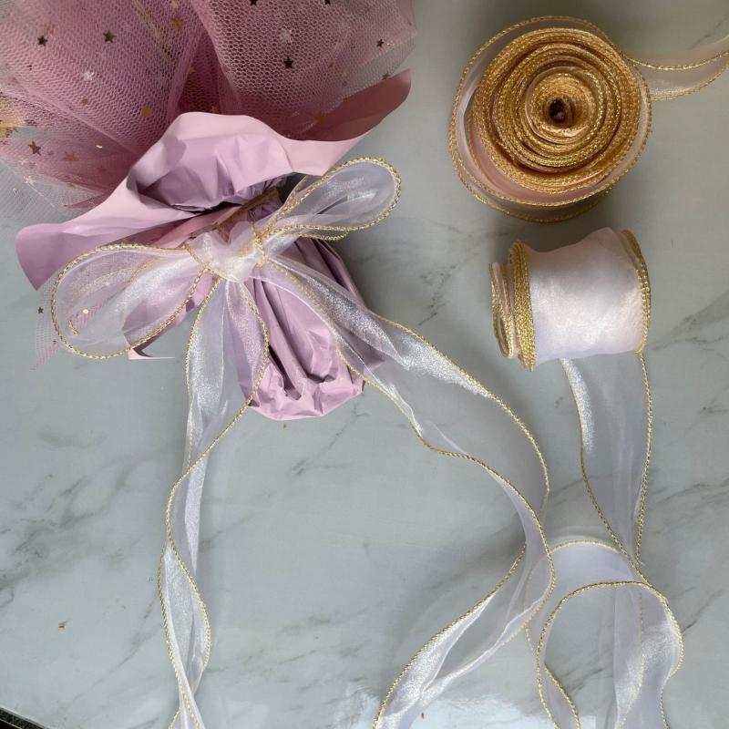 1Pc Fishtail Yarn Ribbon Baking Ribbon Golden Edge Wave Yarn - TikTok ...