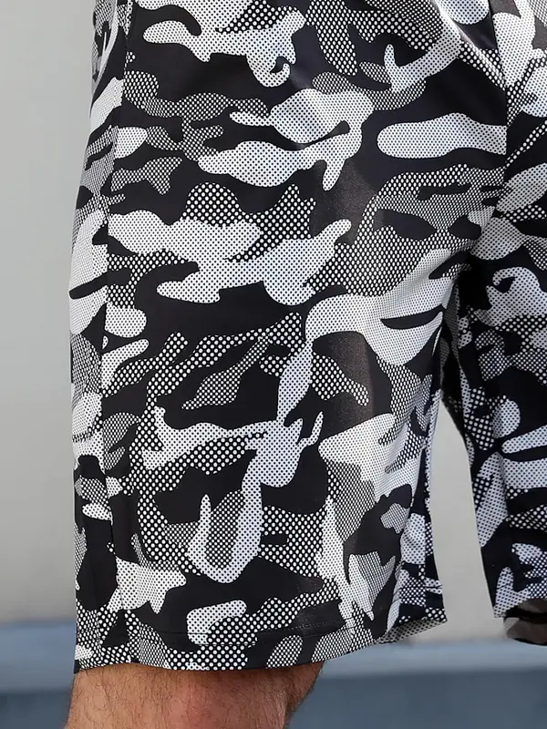 Men's Camo Print Drawstring Waist Gym Shorts, Regular Fit Casual Quick Drying Breathable Shorts for Summer, Men's Bottoms for Daily Wear 7