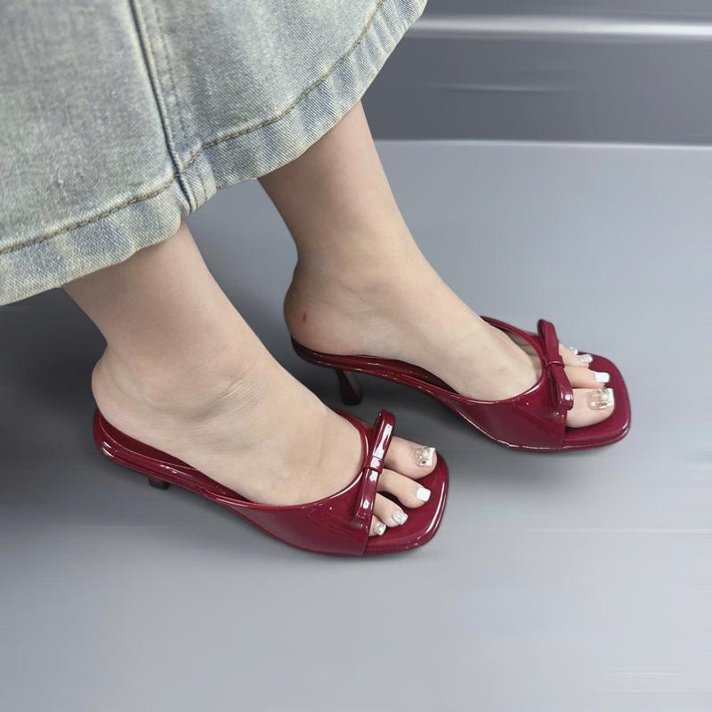 GIÀY DÉP NỮ HERSHOES - GIÀY NỮ THỜI TRANG MŨI VUÔNG HỞ THIẾT KẾ NƠ VÀ QUAI BẦU ÔM CHÂN HIỆN ĐẠI - GÓT TRỤ NHỎ CAO 7 PHÂN - DK0038 7