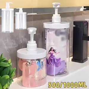 500/1000ML Botol Pumping Serbaguna Botol Sabun Detergen Botol Pompa Cairan Refill / Refill Pompa Anti Bocor Tahan Lama Wadah Sabun Cair Anti Tumpah