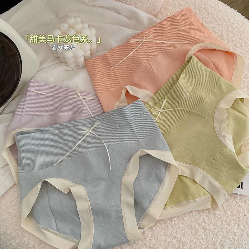 Set 10 Quần Lót Cotton Mềm Mại Kháng Khuẩn Thân Thiện Với Da Không Đường May Đính Nơ Thời Trang Cho Nữ Women Voi Kem Voan