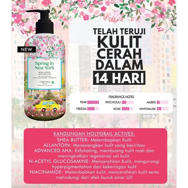 CARESO Body Lotion 300ml pump handbody putih 2