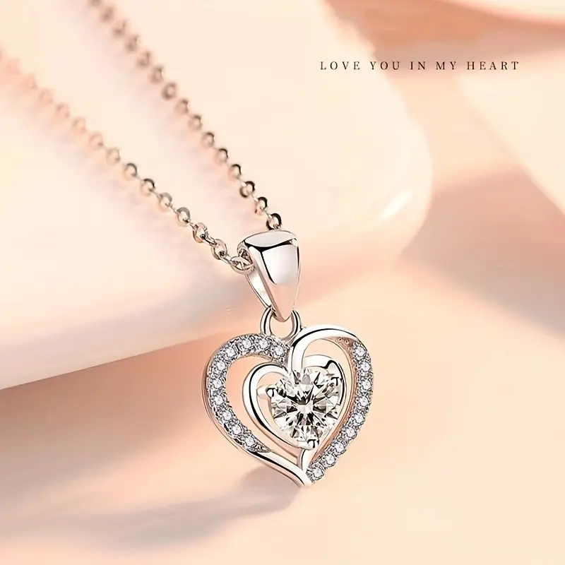 LOVESSOM 3 Carat Moissanite Heart Pendant Necklace, 925 Sterling Silver, 18K Golden Plated, Elegant Luxury Daily & Banquet Accessory, Perfect for Valentine'S Day & Mother'S Day Gift 3