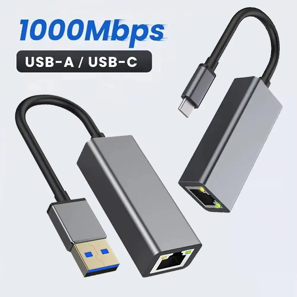 Penyesuai Ethernet, 1000Mbps, USB 3.0 Jenis C ke Kad Rangkaian RJ45, Serasi dengan Android, Untuk MacBook, PC, Kabel Internet LAN USB, Serasi dengan Windows XP, 7, 8 dan 10, Stok Sedia Computer Komputer Hubs