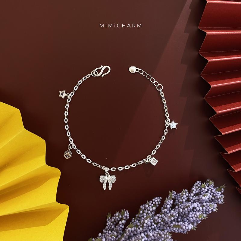 Lắc Tay Bạc Nữ, Lắc Bạc Nữ Đẹp, Lắc Bạc Dây Chữ O Phối Hoạ Tiết Nơ Xinh Xắn, Đáng Yêu, Làm Quà Tặng Đẹp, Sang Trọng [Mua Trên Live Tặng Nước Rửa Bạc] 1