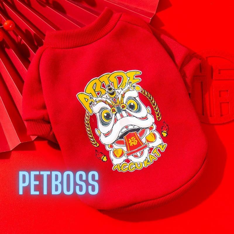 ÁO TẾT CHO CHÓ MÈO THÚ CƯNG CHẤT NỈ ẤM ẤM ÁP ÁO CÓ TAY