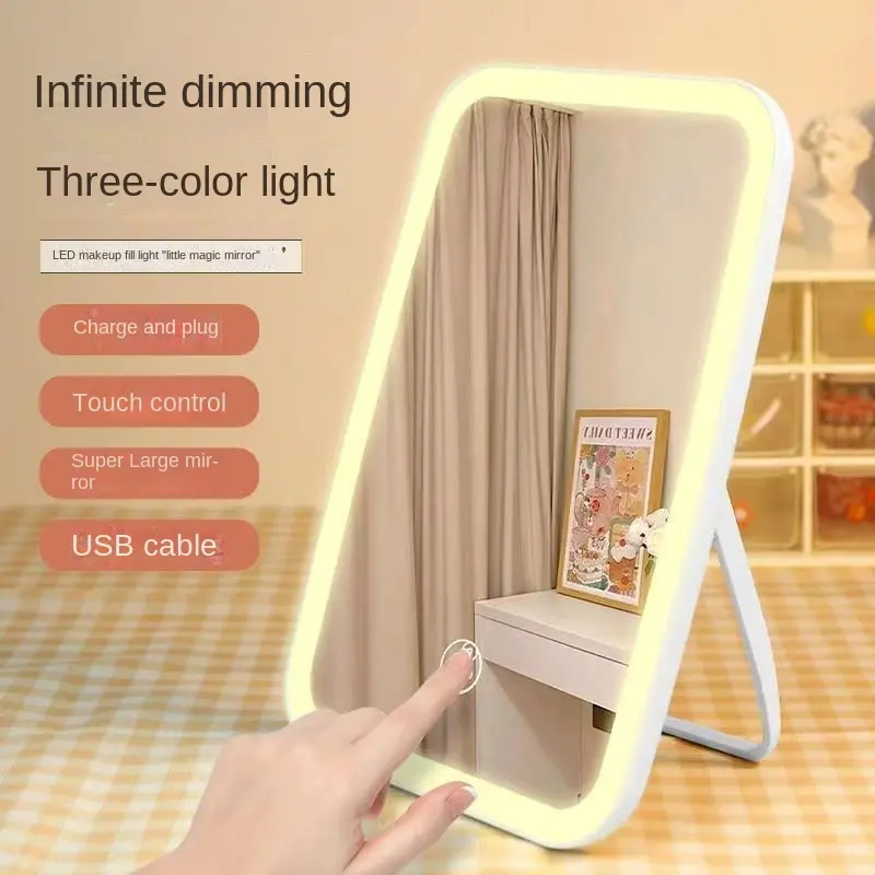 Gương Trang Điểm Led, Phong Cách Người Nổi Tiếng Trên Internet, Có Đèn, Thích Hợp Cho Ký Túc Xá Và Phòng Ngủ, Sạc Và Nguồn Sáng Phụ, Gương Trang Điểm, Để Bàn, Thích Hợp Cho Phòng Cho Thuê Nữ Cosmetic 7