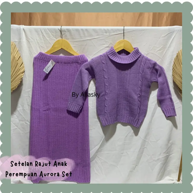 Baju Anak Perempuan setelan aurora / Sweater Rajut Anak / Satu Set Rajut Anak / Cardigan Rajut Anak Perempuan / Set Knit Anak / Rok Stelan Rajut Anak / Rok Span Rajut Anak / Baju Anak Cewek Umur 12 / Setelan Rajut Anak Perempuan Aurora Set 0