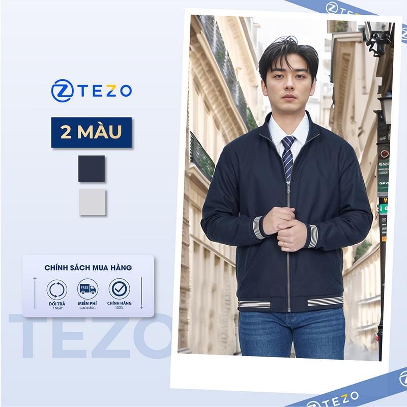 Áo Jacket kaki nam Tezo áo khoác nam lót lông thiết kế cổ 5 phân 24AKK5029