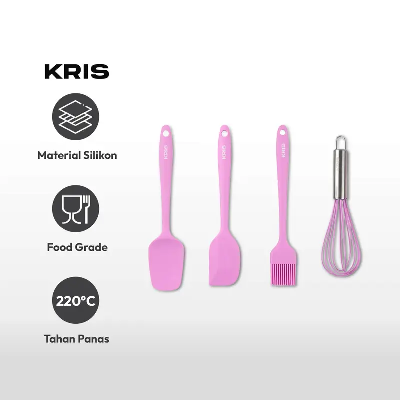 AZKO Kris Set 4 Pcs Alat Masak Kue - Ungu Muda 2
