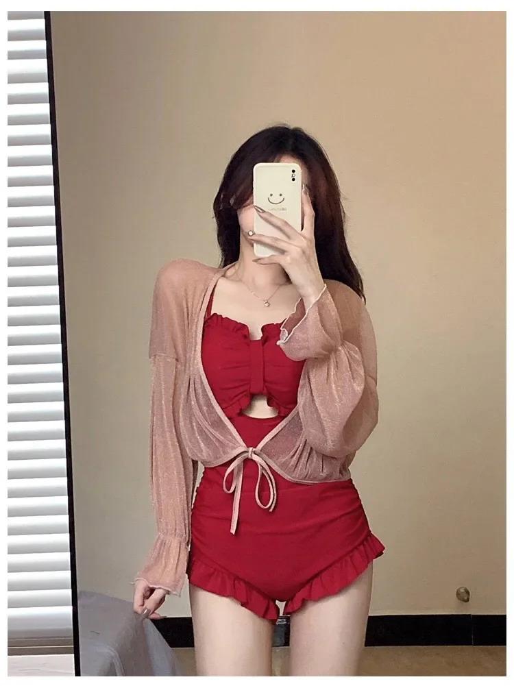 Product Introduction of 2024 New Korean Sexy Slim High Waist Solid Swimwear Women One Piece Swimsuit Female Backless Monokini Bathing Suit Swim Wear 12