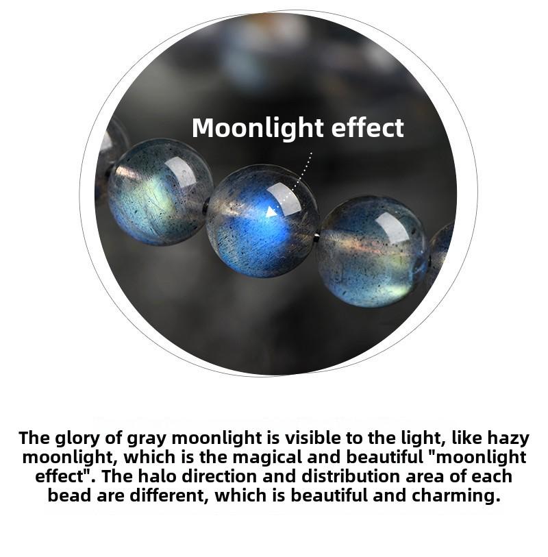 Product Introduction of Crystal Natural Moonstone Loose Beads Bracelet Net Body Color Light Gray Moonlight Labradorite round Beads Bracelet 5