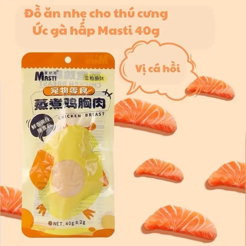 Ức Gà Hấp Mastis Cho Chó Mèo Ăn Liền 40g - Bổ Sung Dinh Dưỡng Tự Nhiên