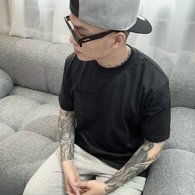 Áo thun trơn nam form regular fit đơn giản túi trước ngực 100% coton 2 chiều brand MASS STUDIO Cổ Tròn Menswear Cotton 2