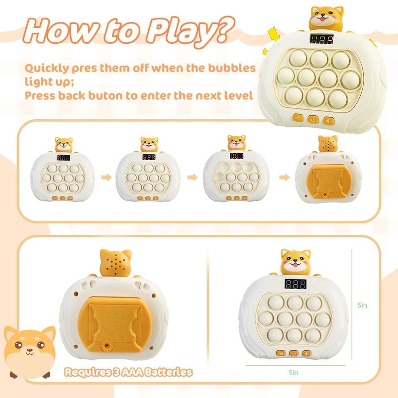 Cartoon Dog Design Fast Push Pop Game Machine, Whack-a-mole Game Machine without Battery, Stress Relief Toy for Gift, Racing Game Toys, Birthday Gifts 6