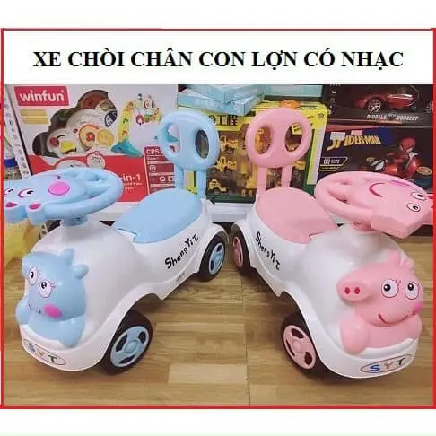 XE CHÒI 4 BÁNH HEO [THỎ] PEPA  CỰC  HÓT Bộ quà tặng Nhiều màu Đồ Chơi Pin 6