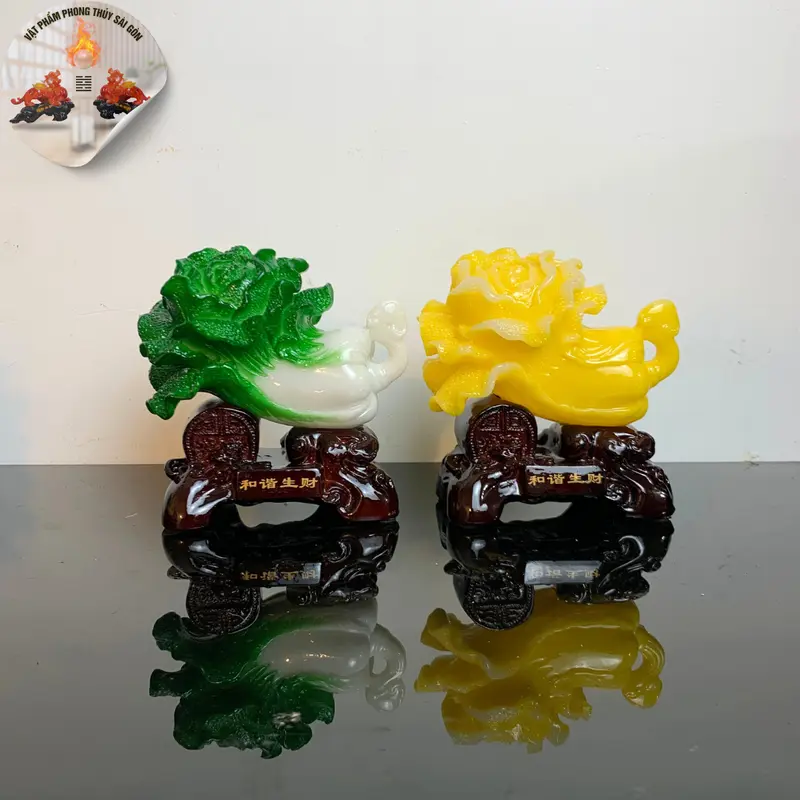 bắp cải phong thủy tài lộc size 17cm chất liệu bột đá Phòng Khách Trang Trí Nhà Decor Phòng 4
