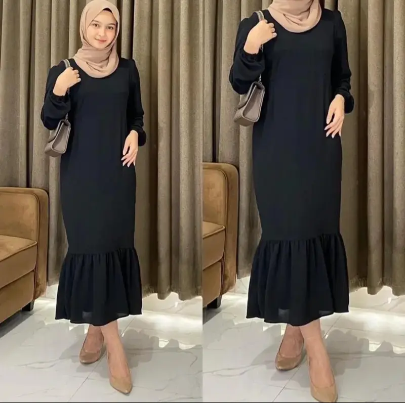 Siska Midi Dress Duyung Cringkle Airflow Busui Jumbo 7