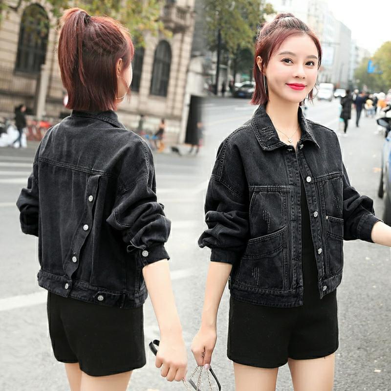 Product Introduction of Áo khoác jean nữ màu đen có túi ngoài phối tà chéo form croptop và vừa size 39-4kg BB Lady.Shop 14