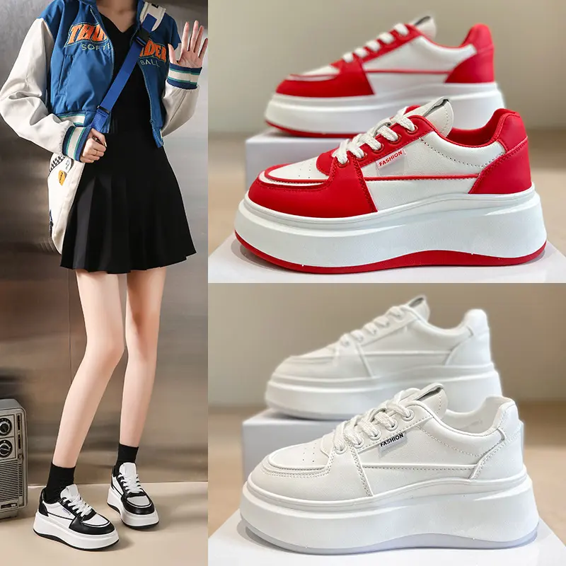 Black White Casual Shoes Tall Platform Korean Sports Shoes White Sneakers Kasut Perempuan Sneaker vivaia  shoes