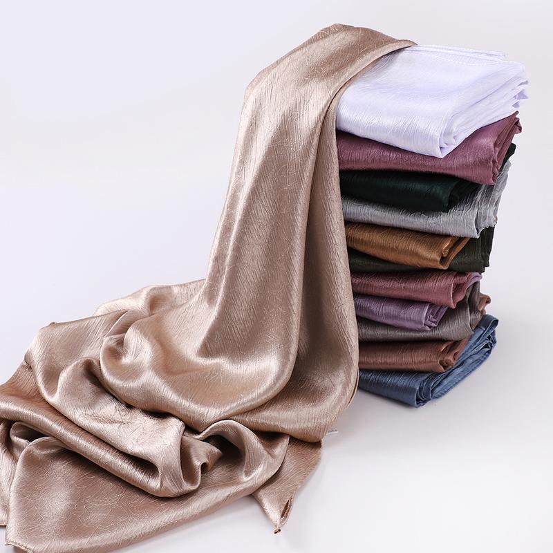 Product Introduction of Pashmina hijab Malaysia New Artificial Silk Silky Satin Scarf Women's Shawl Toe Cap Headscarf 17