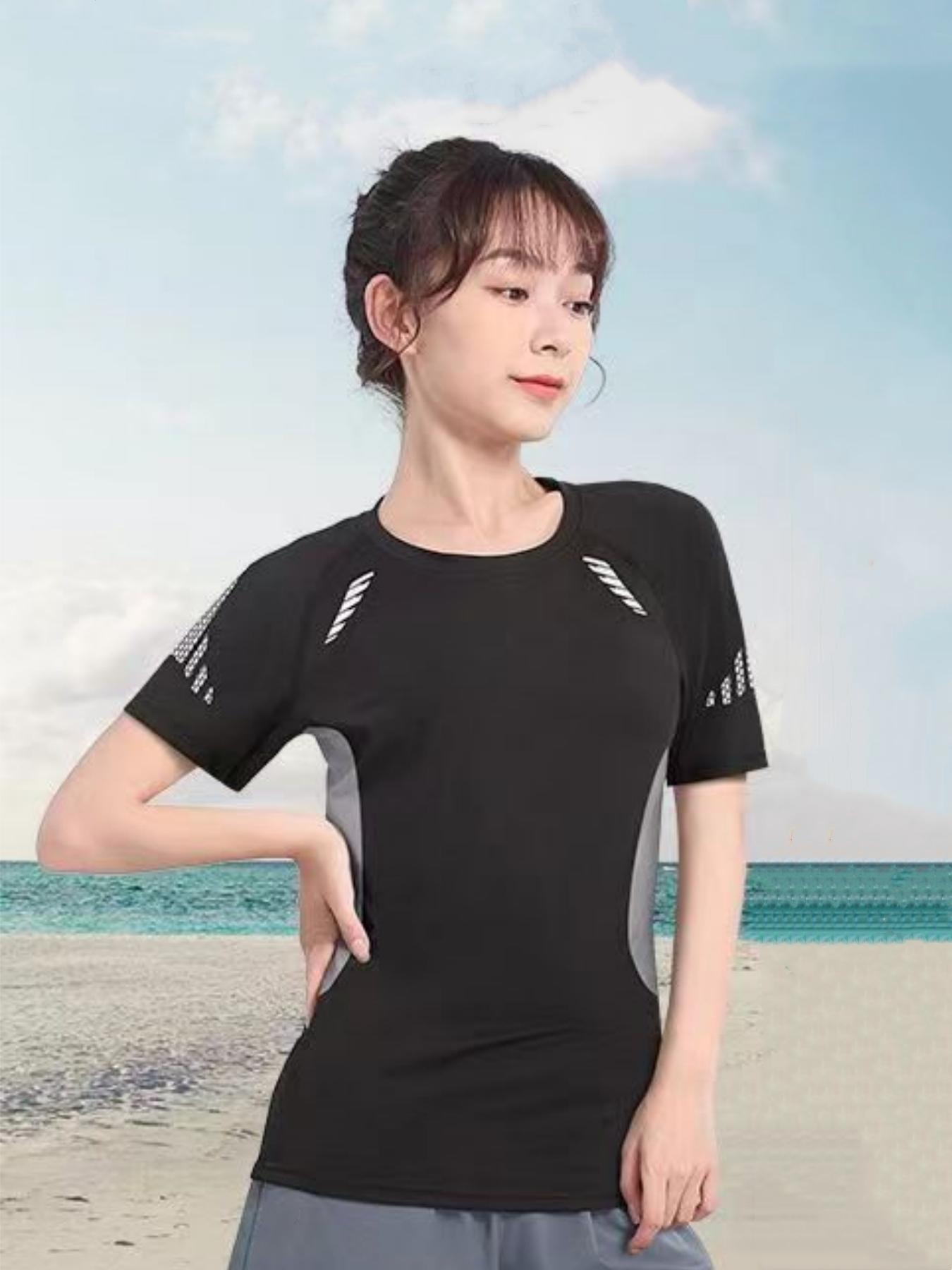 Maglietta da donna a maniche corte, ampia e ad asciugatura rapida, traspirante, per allenamento e corsa, abbigliamento fitness a maniche corte_voghion.com