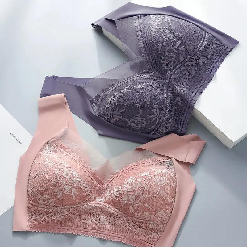 Celyne Push Up Bra Seamless Wanita Motif Renda Polos Punggung Tali Silang Ukuran Jumbo 9052 Bh Busa 7