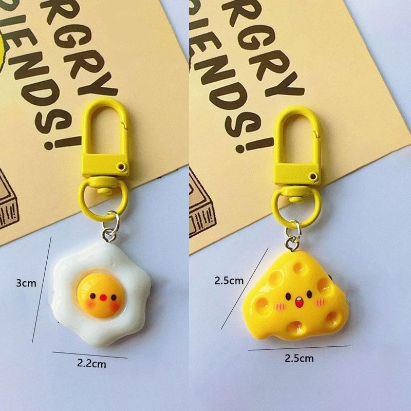Product Introduction of Car Accessories Poached Egg/Cheese Cute Keychain Resin Handbag Decoration Bag Pendant Girlfriends Gift Cartoon Hanging Ornament 12