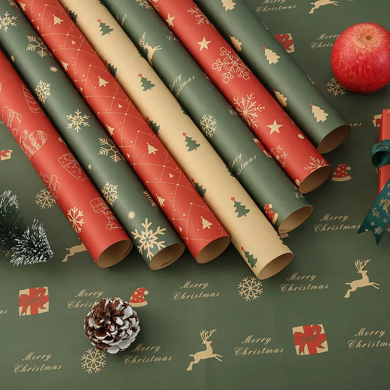 50x74cm Christmas Gift Wrapping Craft Paper Gift Decoration Diy Paper Bag New Year Birthday Wedding Party Gift Packaging Papers