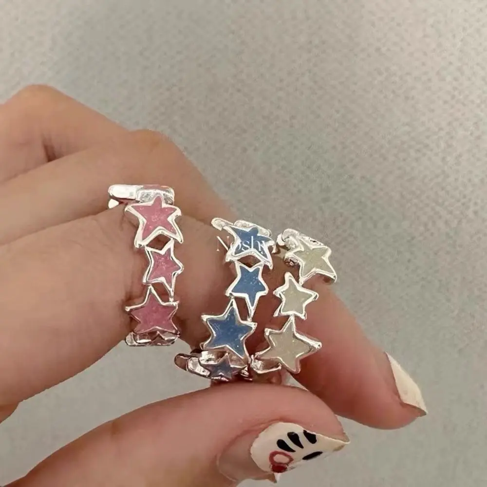 Enamel Twisted Star Ring for Y2K Girls Fashion