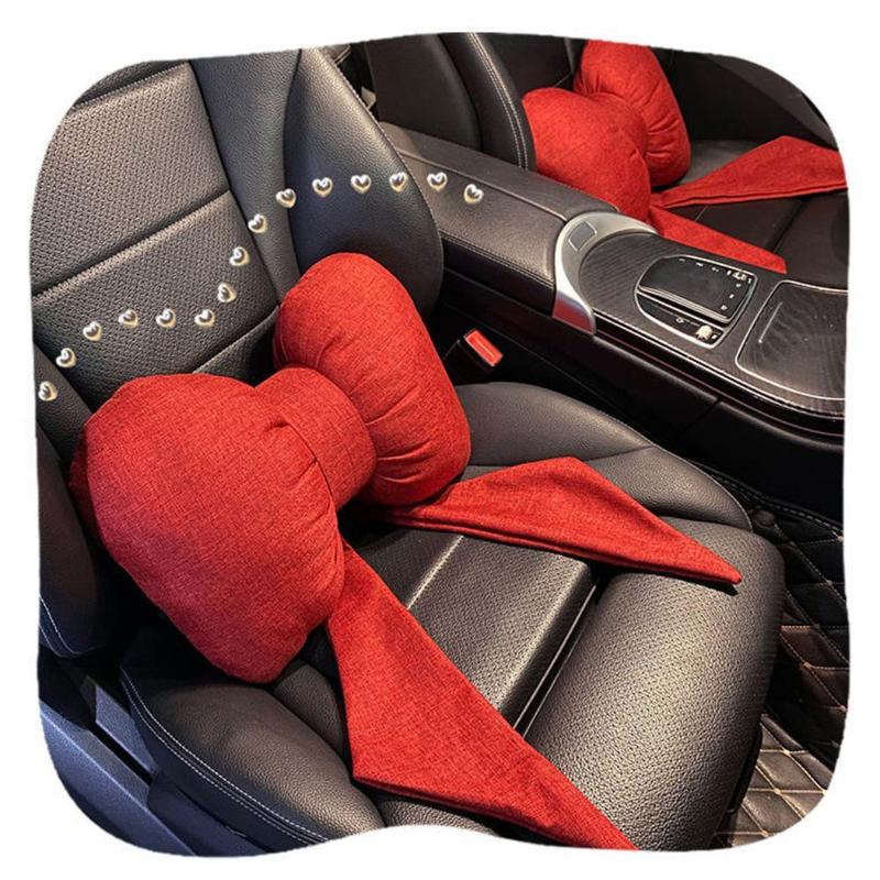 Product Introduction of Red Ribbon Bow Headrest Neck Pillow Seat Lumbar Support Pillows C1P1 29